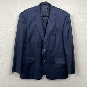 Tasso Elba Navy Blue Wool Blazer Suit Jacket Mens Sz 44R